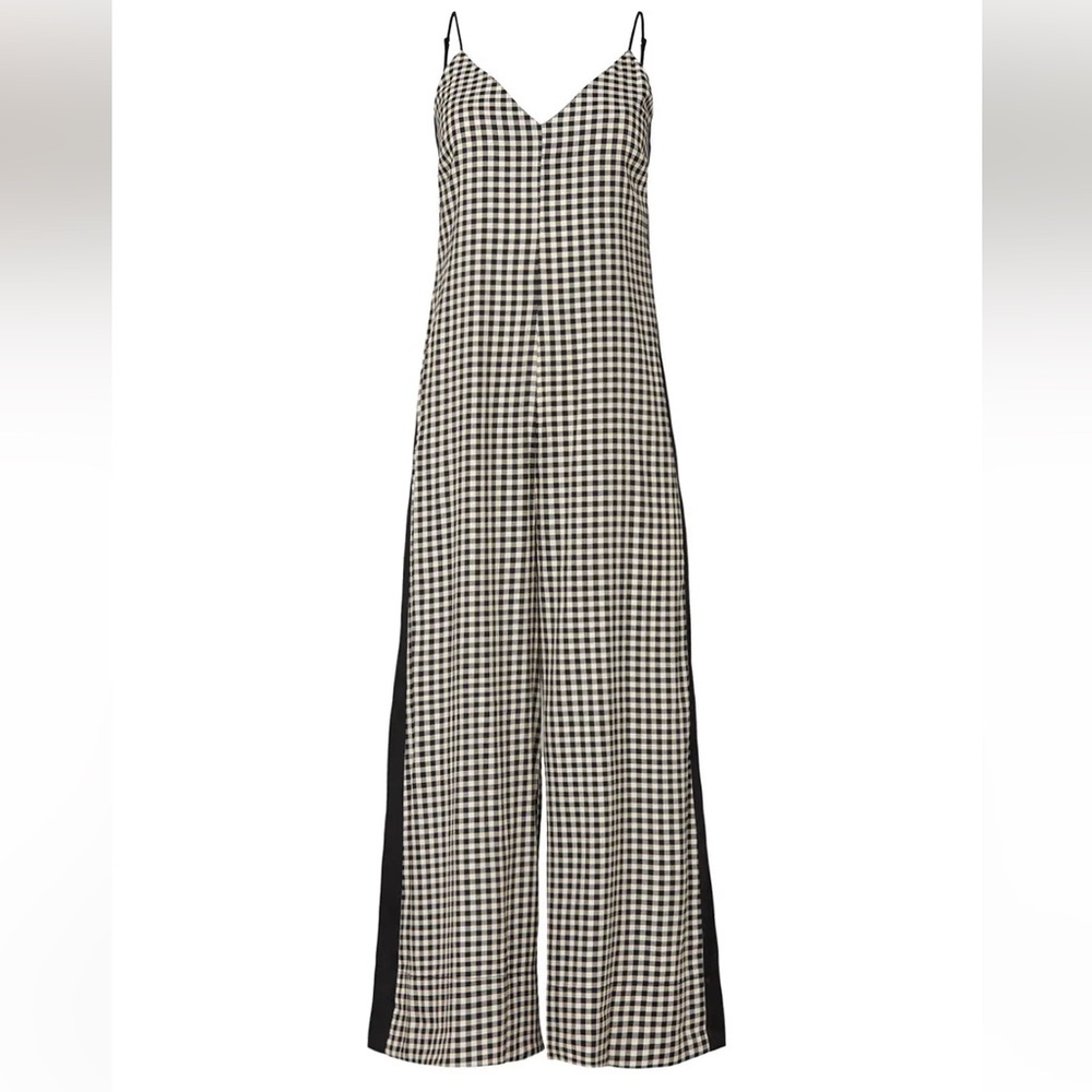 Scotch and Soda Black and White Wide Leg Checkered Jumpsuit